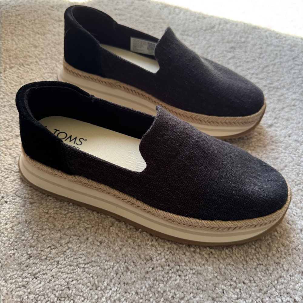 Toms Black Slip-On Platform Sneakers